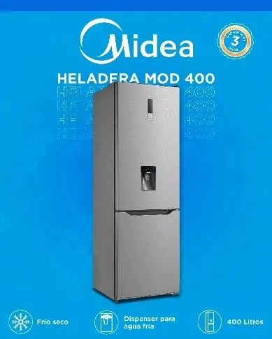 Heladera MIDEA 400 Litros frio seco - 2 puertas (sist. Invertido) - c/ dispenser de agua - mdrb424fgg4