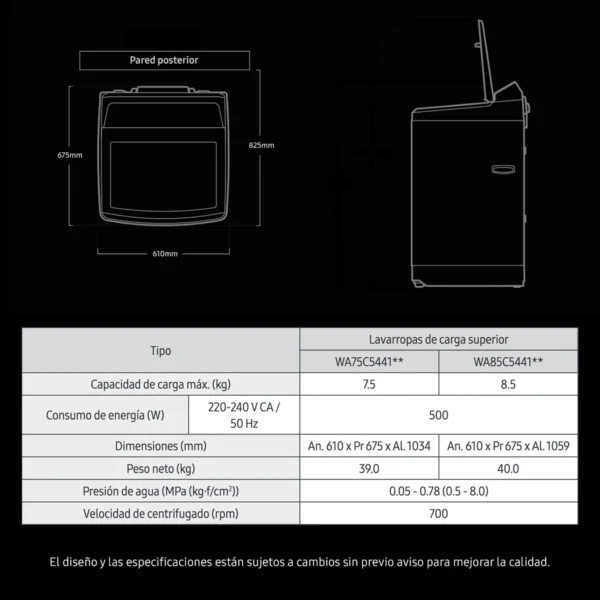 Lavarropa  SAMSUNG Carga Superior 8KG INVERTER