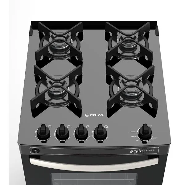 Cocina a Gas/  ATLAS Agile Up Glass 4H - Mesa de Vidio con Encendido electrico