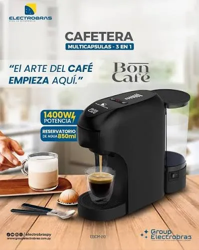 Cafetera ELECTROBRASS EBCM-20 / Multicapsulas 3 EN 1 NEGRO 850mL