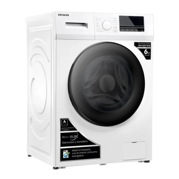 Lavarropas Automático Carga Frontal AIWA 6KG Inverter - Blanco  AWLT06SW y Gris AWLT06SG