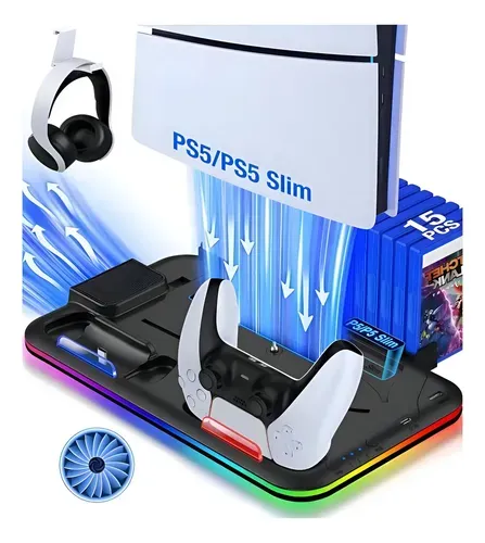SOPORTE DE CARGA GAMER KRAB KBD5PRO - PARA PS5 - MULTIFUNCIONAL - RGB -