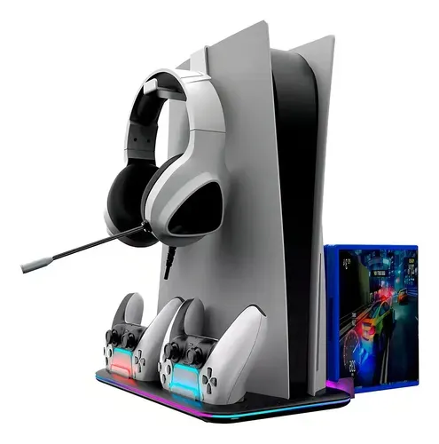 SOPORTE DE CARGA GAMER KRAB KBD5PRO - PARA PS5 - MULTIFUNCIONAL - RGB -