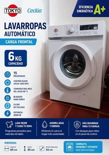 Lavarropa Automatica TOKYO CECILIA CCarga Frontal 6 KG